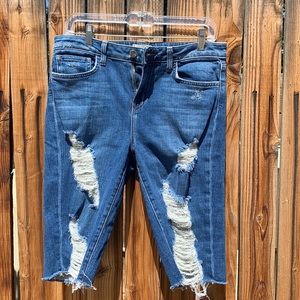L’Agence distressed denim shorts